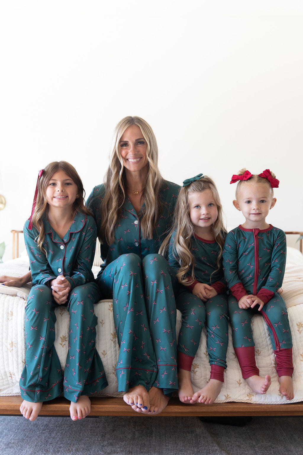 HOLIDAY BOWS | GIRLS' BUTTON UP LONG SLEEVE SET