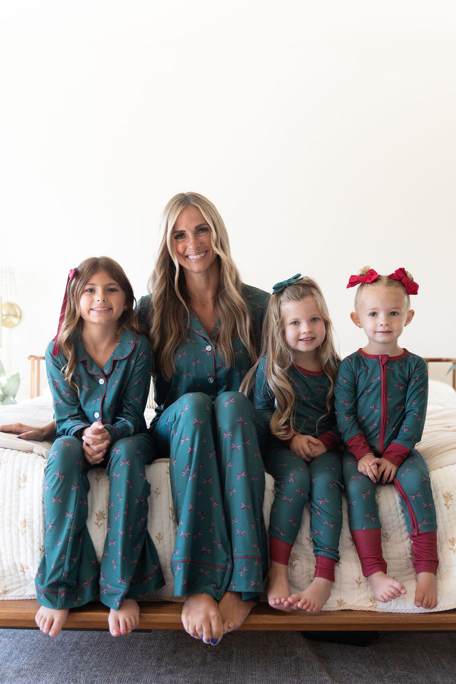 HOLIDAY BOWS | GIRLS' BUTTON UP LONG SLEEVE SET