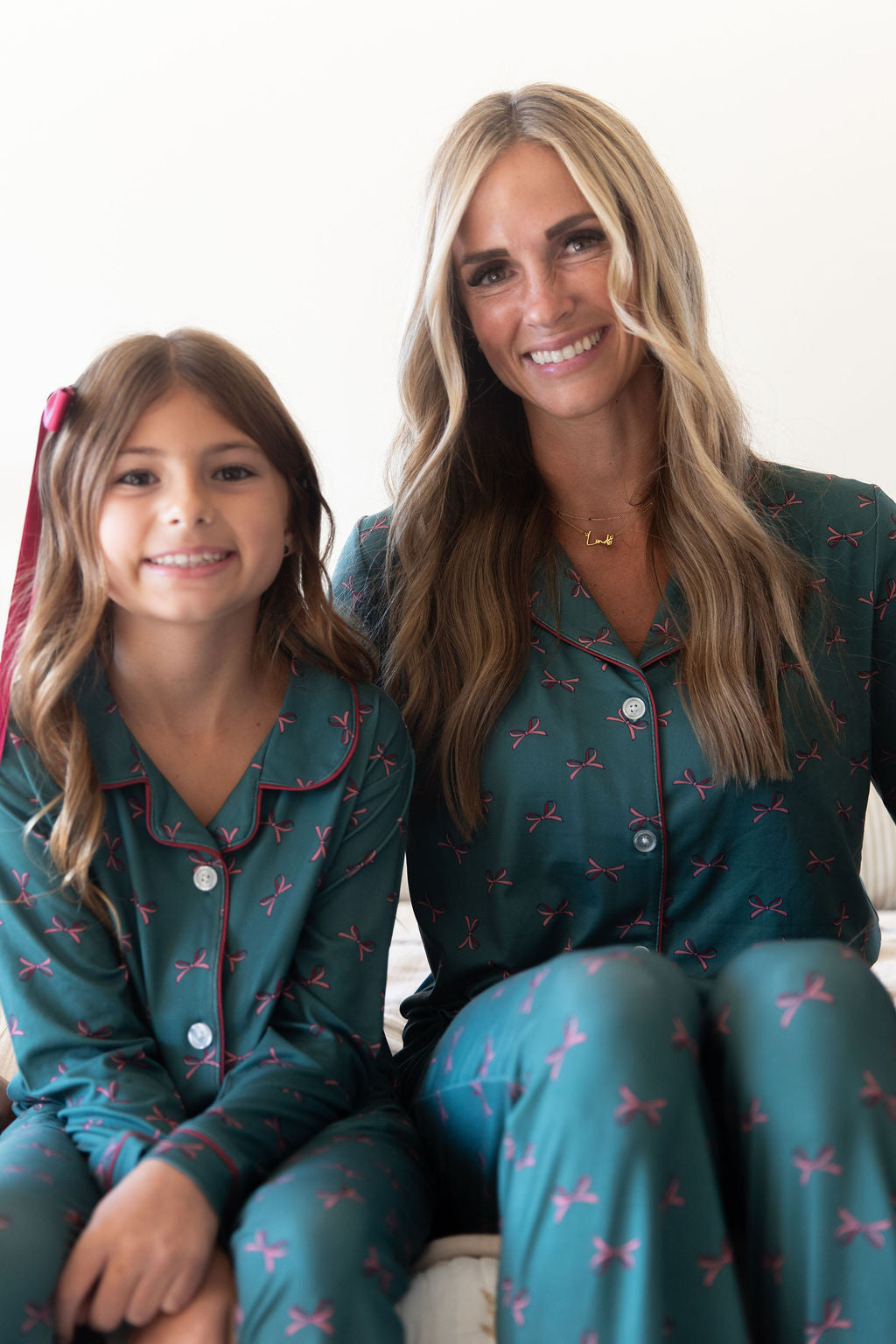 HOLIDAY BOWS | GIRLS' BUTTON UP LONG SLEEVE SET