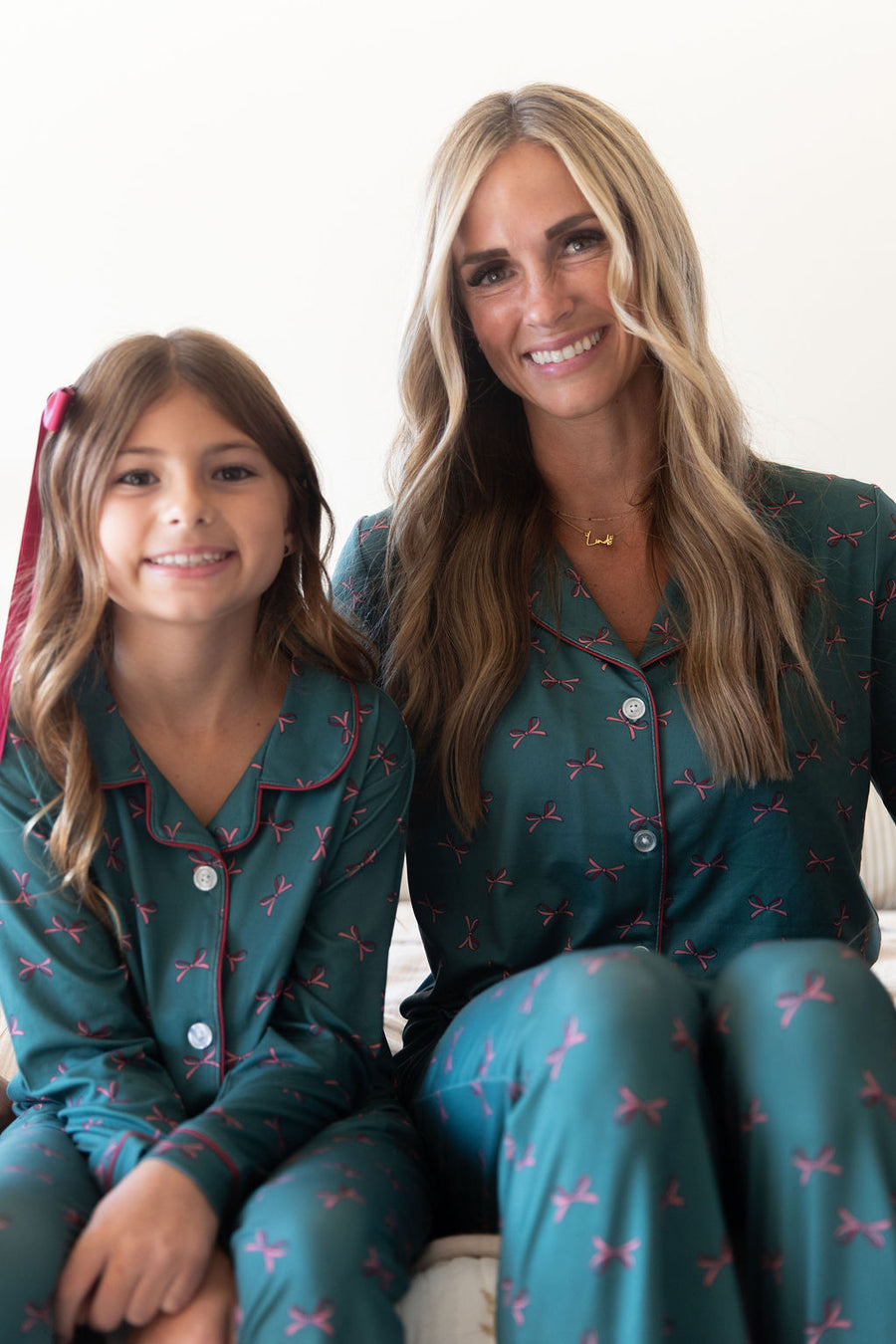 HOLIDAY BOWS | GIRLS' BUTTON UP LONG SLEEVE SET