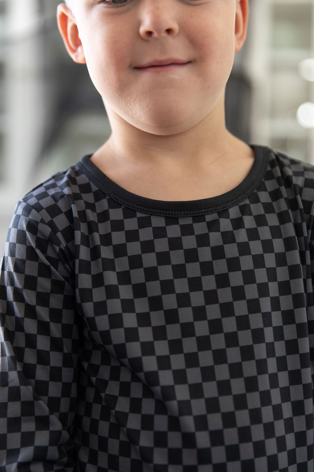 GREY + BLACK MINI CHECKER | LONG SLEEVE