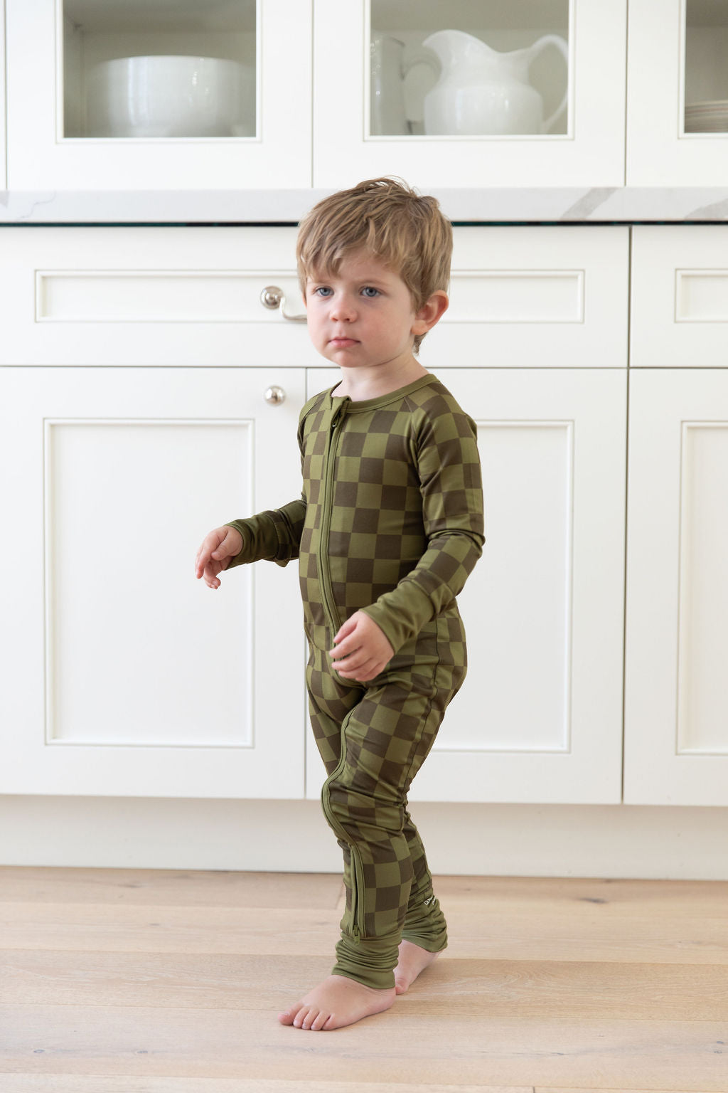 OLIVE CHECKER | ZIPPER ONE PIECE