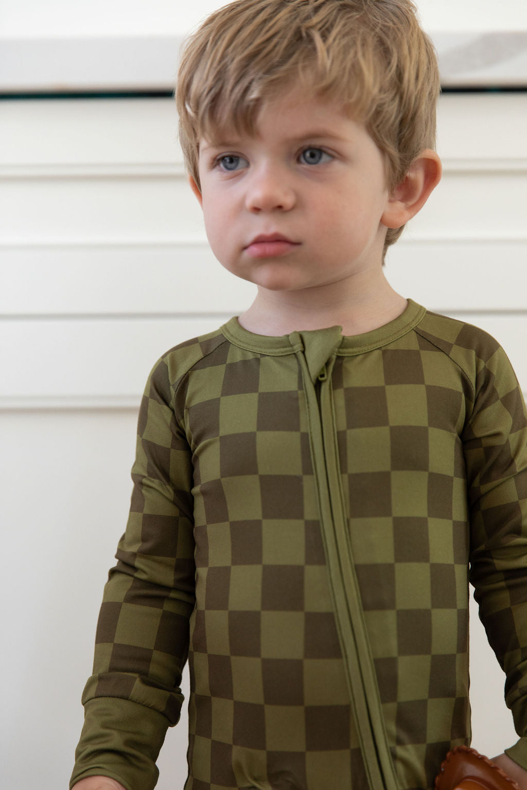 OLIVE CHECKER | ZIPPER ONE PIECE