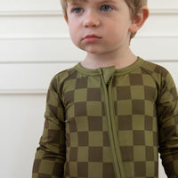OLIVE CHECKER | ZIPPER ONE PIECE