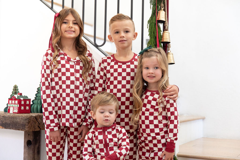 CRANBERRY CHECKER | GIRLS' BUTTON UP LONG SLEEVE SET