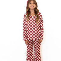 CRANBERRY CHECKER | GIRLS' BUTTON UP LONG SLEEVE SET