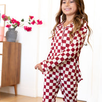 CRANBERRY CHECKER | GIRLS' BUTTON UP LONG SLEEVE SET