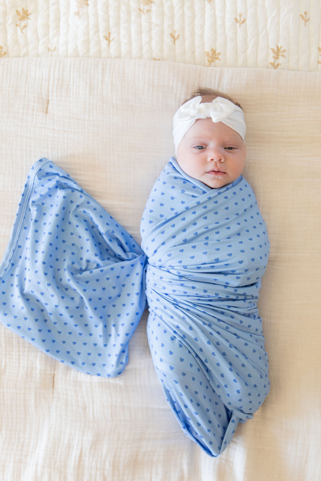 BLUE MINI HEARTS | SWADDLE