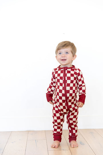 CRANBERRY CHECKER | ZIPPER ONE PIECE