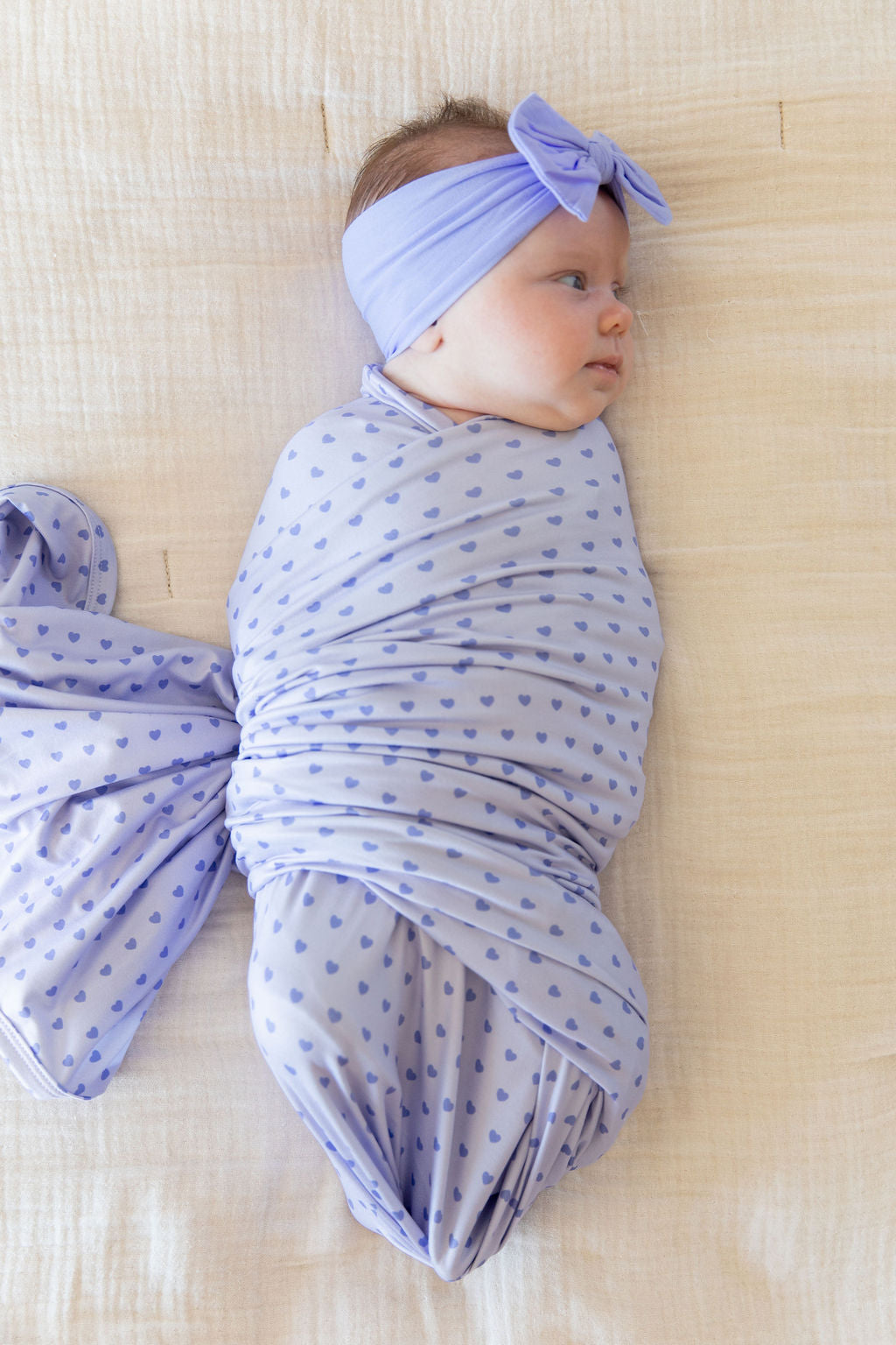 PURPLE MINI HEARTS | SWADDLE