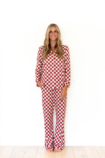 CRANBERRY CHECKER | WOMEN'S BUTTON UP LONG SLEEVE SET