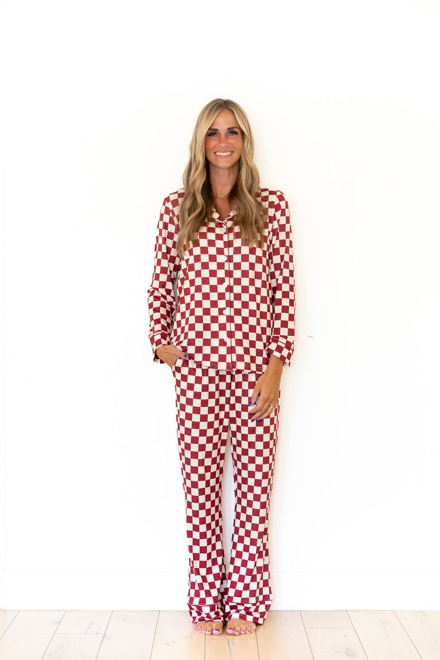 CRANBERRY CHECKER | WOMEN'S BUTTON UP LONG SLEEVE SET