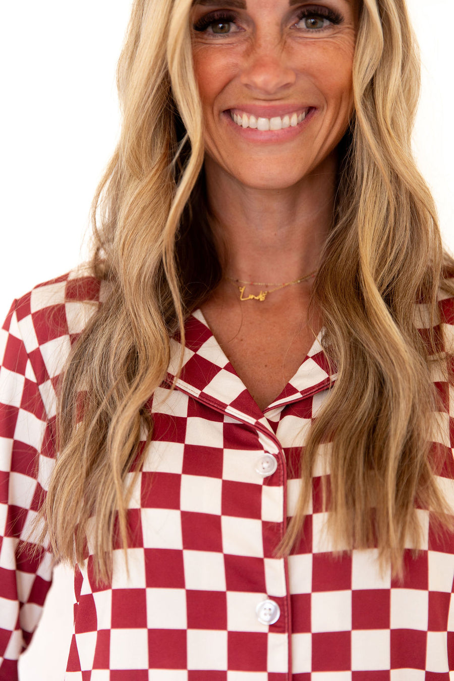 CRANBERRY CHECKER | WOMEN'S BUTTON UP LONG SLEEVE SET