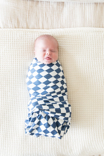 DENIM BLUE + WHITE CHECKER | SWADDLE