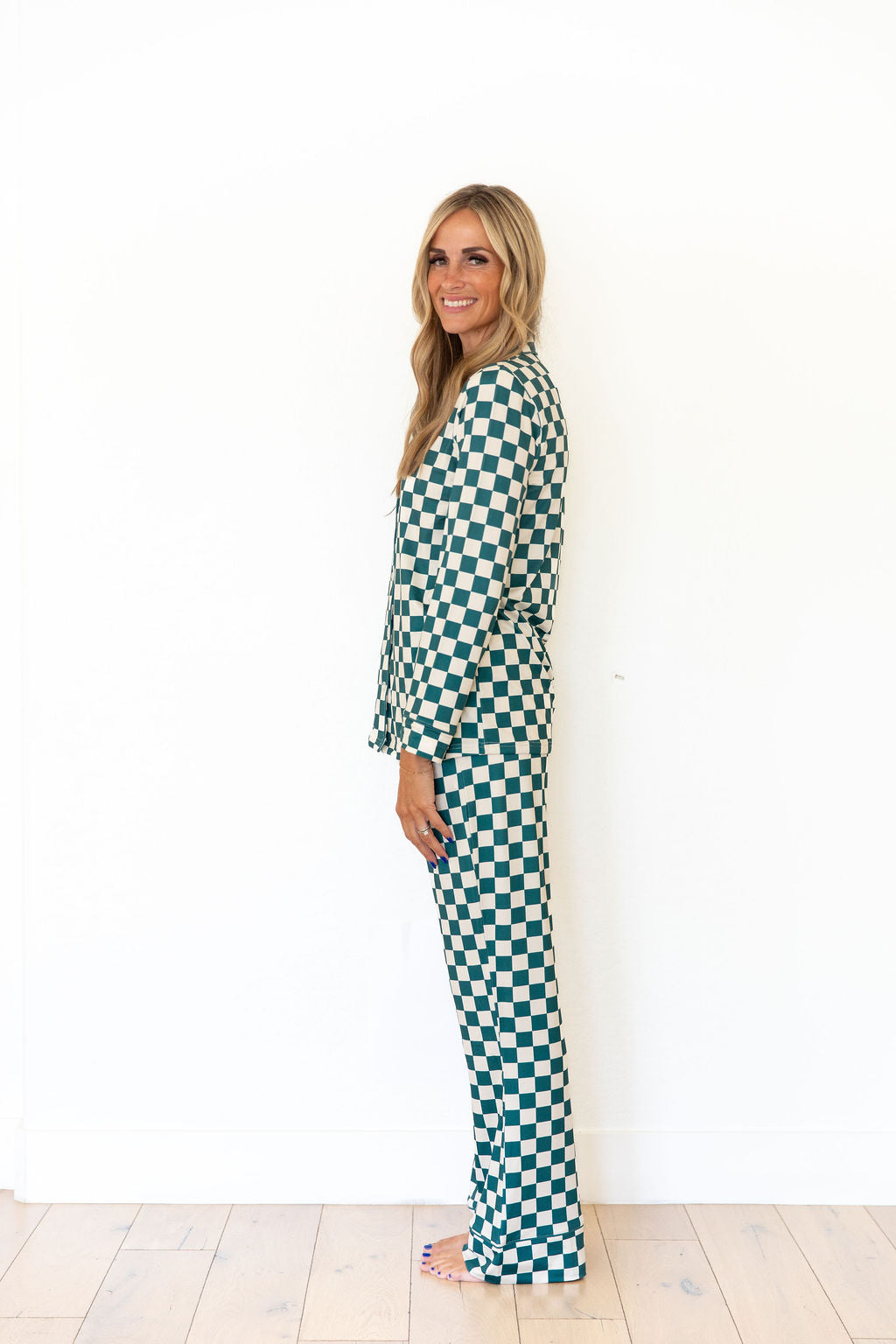 FOREST GREEN CHECKER | WOMEN'S BUTTON UP LONG SLEEVE SET