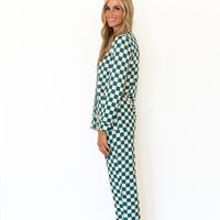 FOREST GREEN CHECKER | WOMEN'S BUTTON UP LONG SLEEVE SET