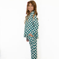 FOREST GREEN CHECKER | GIRLS' BUTTON UP LONG SLEEVE SET