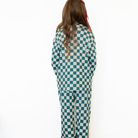 FOREST GREEN CHECKER | GIRLS' BUTTON UP LONG SLEEVE SET