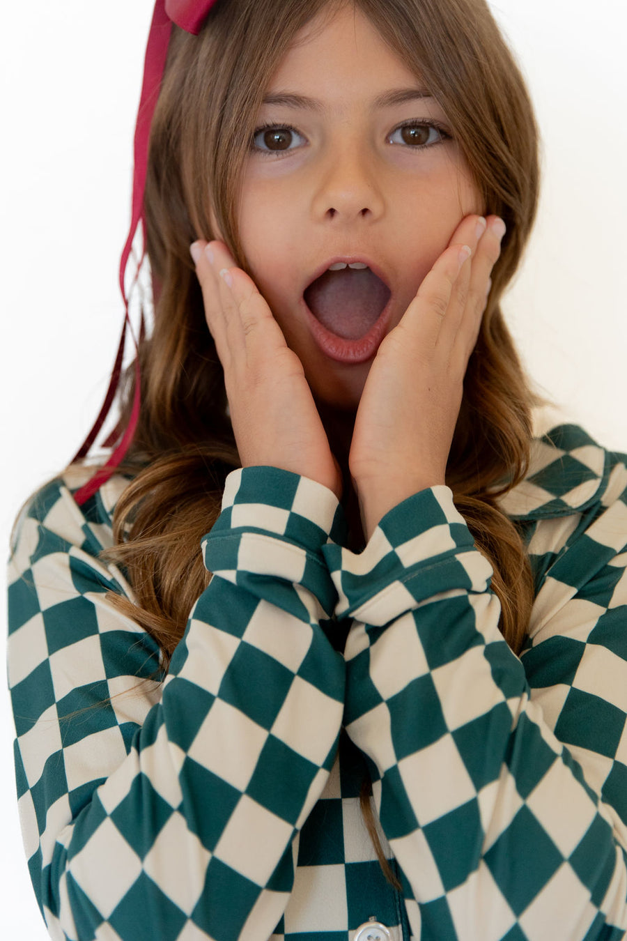 FOREST GREEN CHECKER | GIRLS' BUTTON UP LONG SLEEVE SET