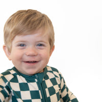 FOREST GREEN CHECKER | ZIPPER ONE PIECE