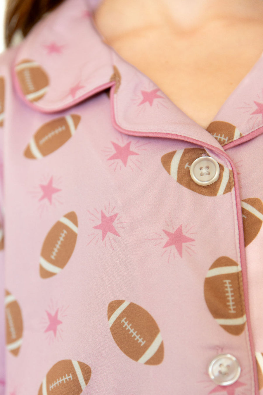 PINK FOOTBALL | GIRLS' BUTTON UP SHORT SLEEVE SET
