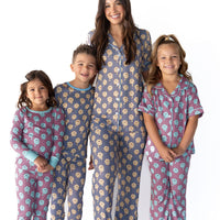 TEAL TRIPPY CHECKER | GIRLS' BUTTON UP SHORT SLEEVE SET