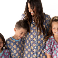 TEAL TRIPPY CHECKER | GIRLS' BUTTON UP SHORT SLEEVE SET