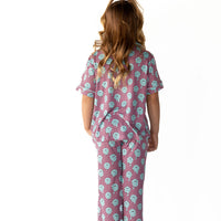 TEAL TRIPPY CHECKER | GIRLS' BUTTON UP SHORT SLEEVE SET