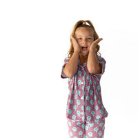 TEAL TRIPPY CHECKER | GIRLS' BUTTON UP SHORT SLEEVE SET