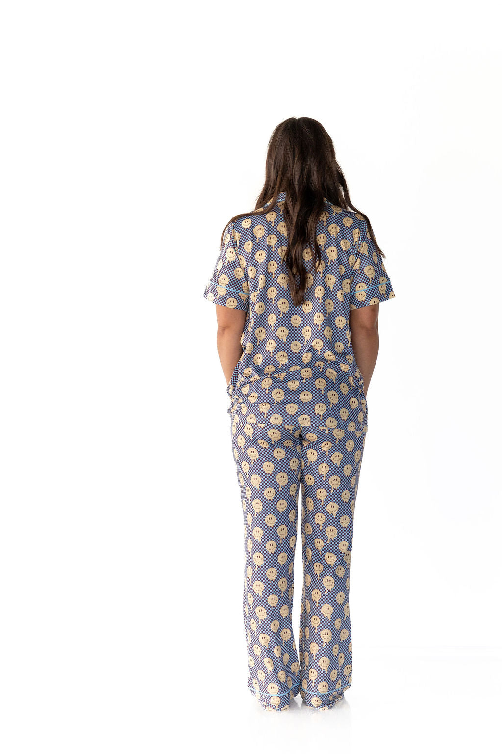 YELLOW TRIPPY CHECKER | WOMEN'S BUTTON UP SHORT SLEEVE SET