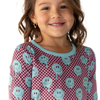 TEAL TRIPPY CHECKER | LONG SLEEVE