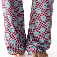 TEAL TRIPPY CHECKER | WOMEN'S BUTTON UP SHORT SLEEVE SET