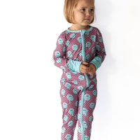 TEAL TRIPPY CHECKER | ZIPPER ONE PIECE