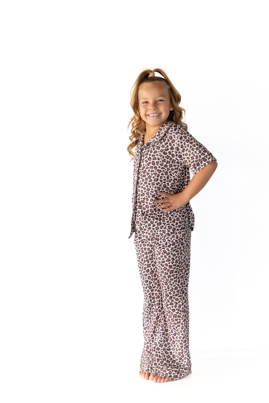 LEOPARD | GIRLS' BUTTON UP SHORT SLEEVE SET