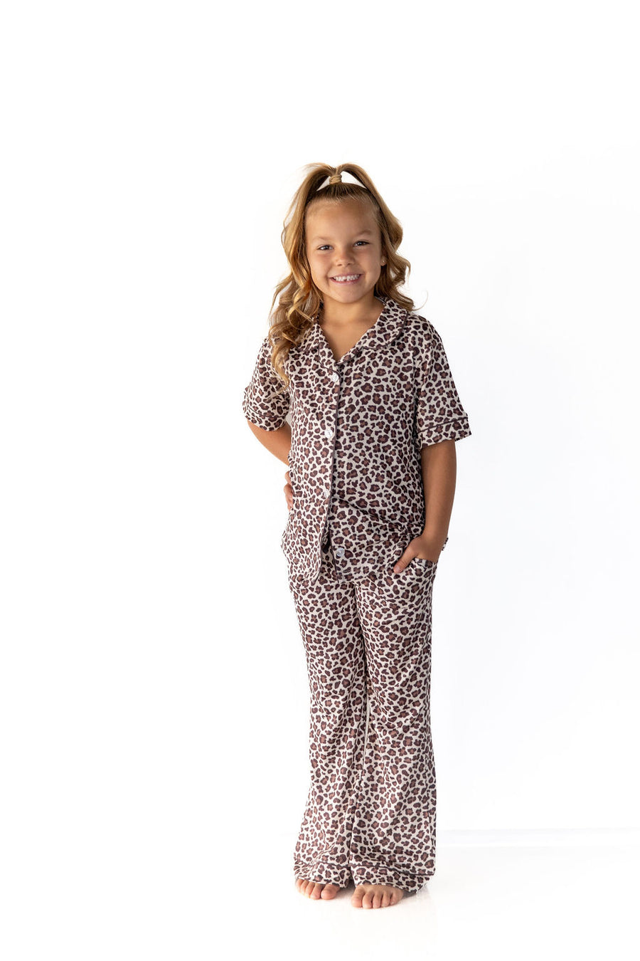 LEOPARD | GIRLS' BUTTON UP SHORT SLEEVE SET