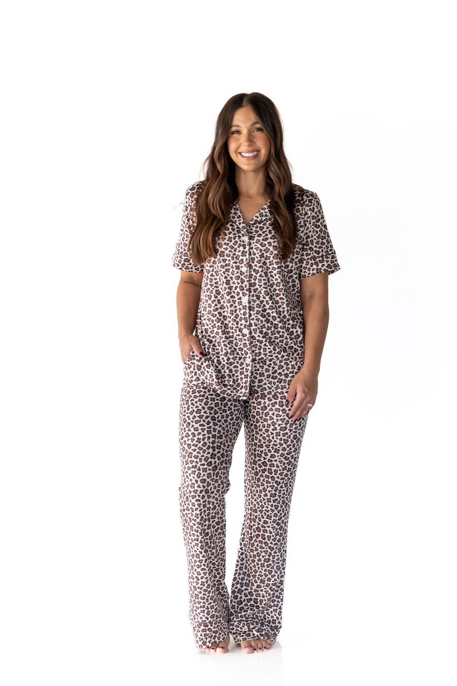 LEOPARD | WOMEN'S BUTTON UP SHORT SLEEVE SET