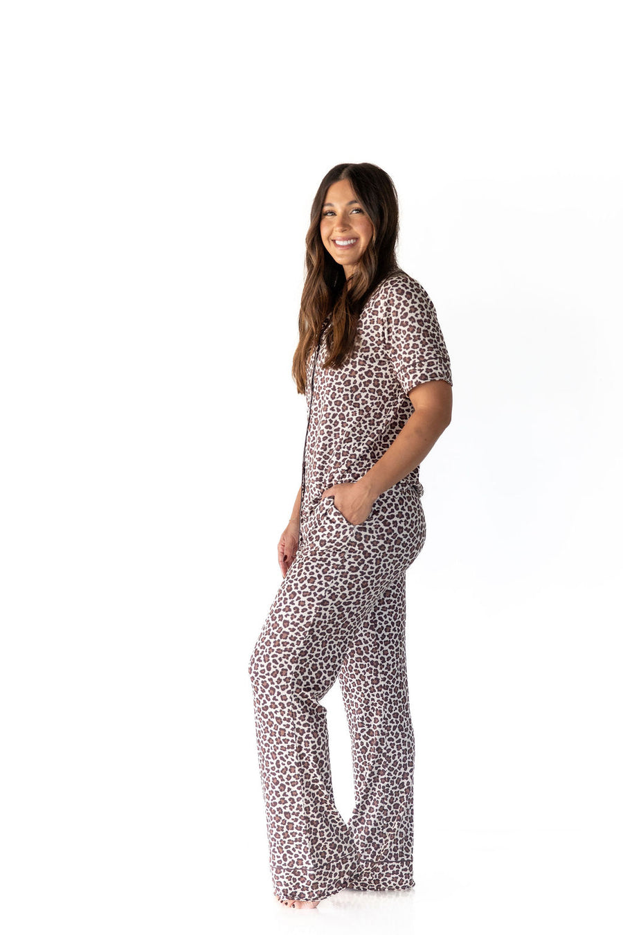 LEOPARD | WOMEN'S BUTTON UP SHORT SLEEVE SET