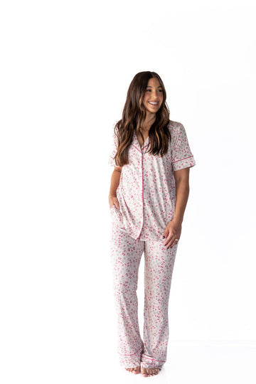 MINI BERRY FLORAL | WOMEN'S BUTTON UP SHORT SLEEVE SET