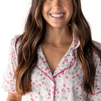 MINI BERRY FLORAL | WOMEN'S BUTTON UP SHORT SLEEVE SET