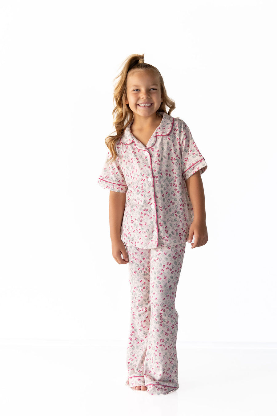 MINI BERRY FLORAL | GIRLS' BUTTON UP SHORT SLEEVE SET