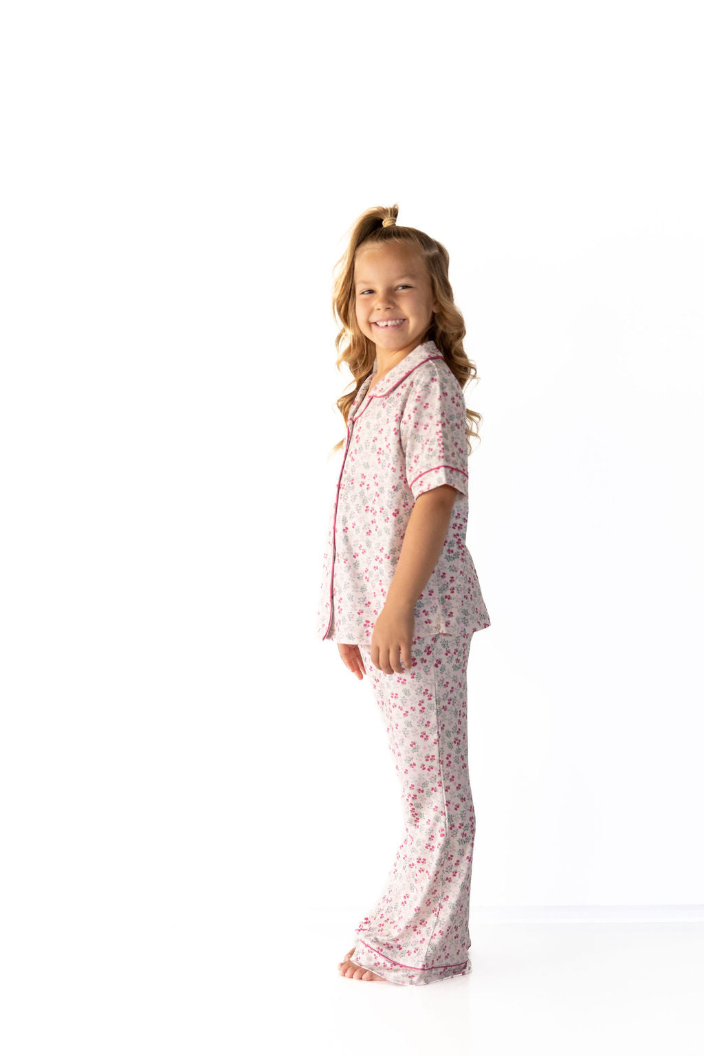 MINI BERRY FLORAL | GIRLS' BUTTON UP SHORT SLEEVE SET