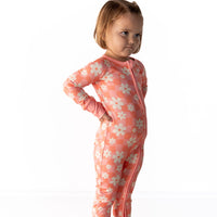 BRIGHT CORAL + PINK DAISY CHECKER | ZIPPER ONE PIECE