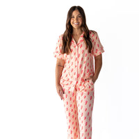 PINK LIGHTNING BOLTS | WOMEN'S BUTTON UP SHORT SLEEVE SET