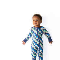 BLUE MULTICOLOR CHECKER | ZIPPER ONE PIECE