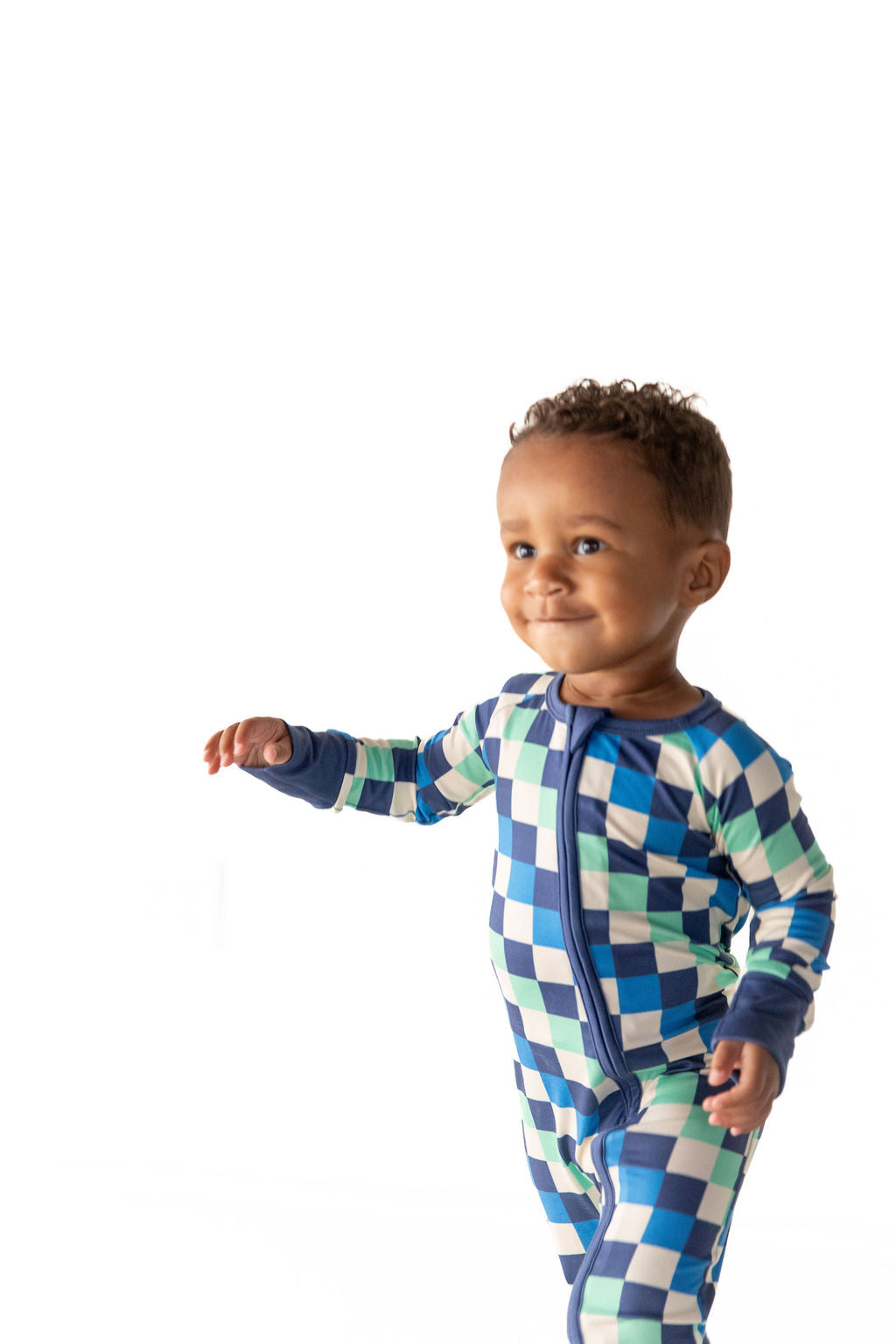 BLUE MULTICOLOR CHECKER | ZIPPER ONE PIECE