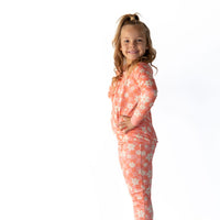 BRIGHT CORAL + PINK DAISY CHECKER | LONG SLEEVE