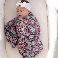 TEAL TRIPPY CHECKER | SWADDLE