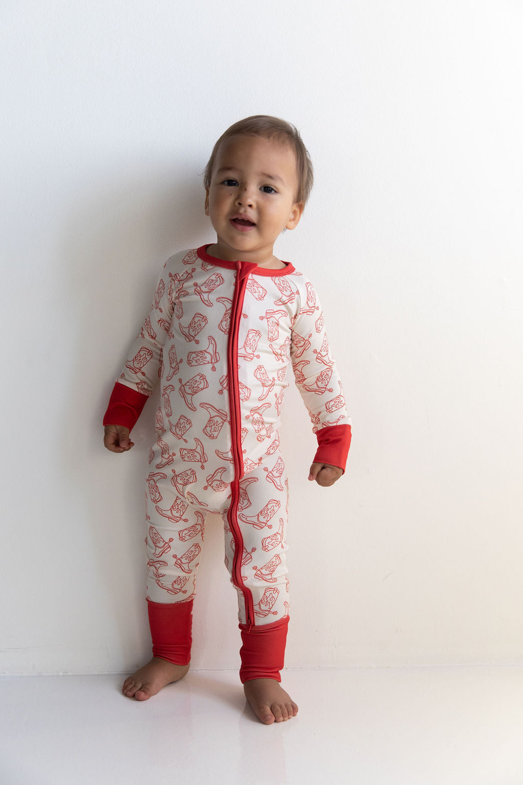 RED BOOTS | ZIPPER ONE PIECE