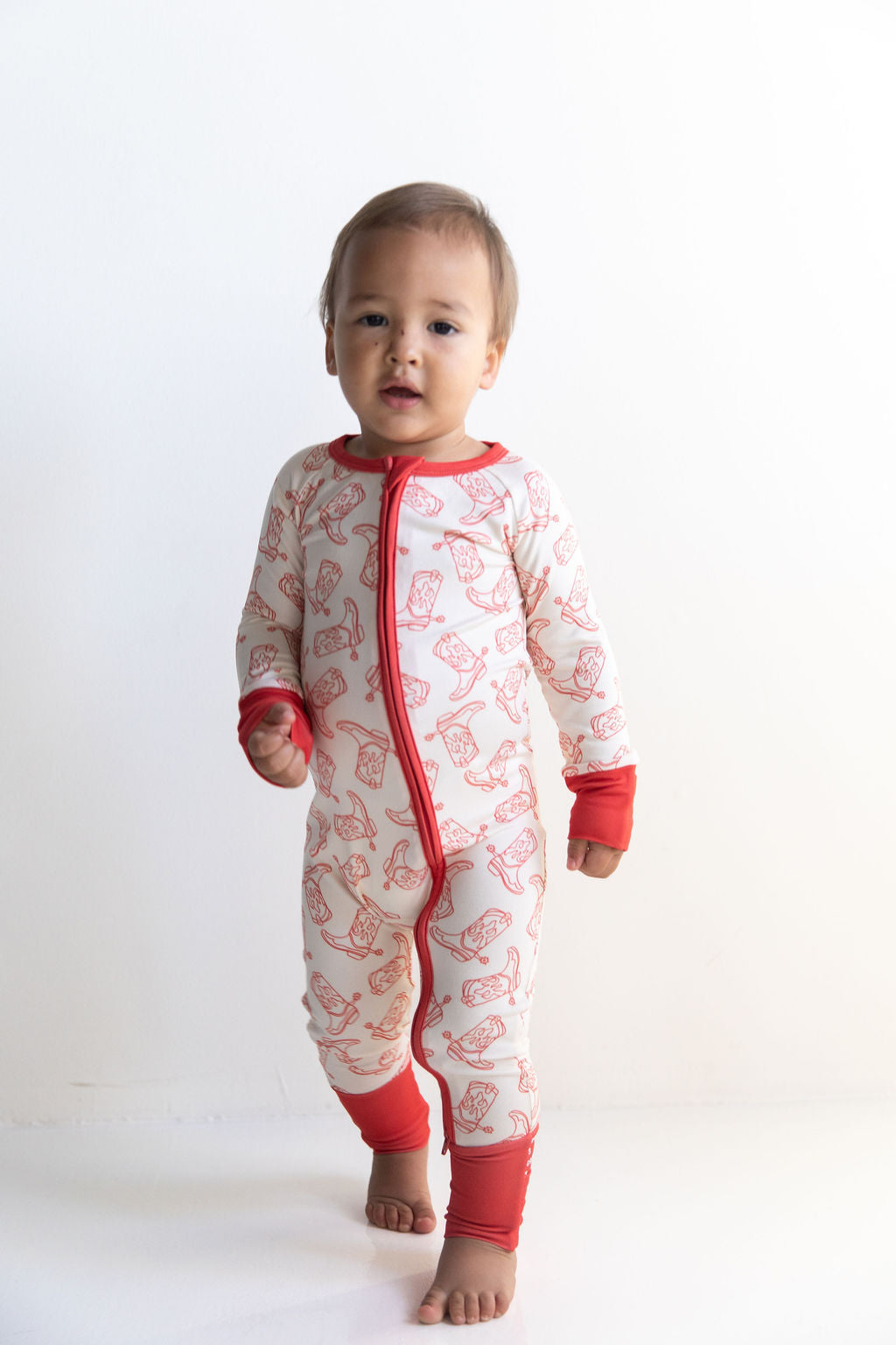 RED BOOTS | ZIPPER ONE PIECE