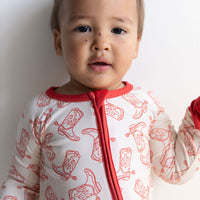 RED BOOTS | ZIPPER ONE PIECE